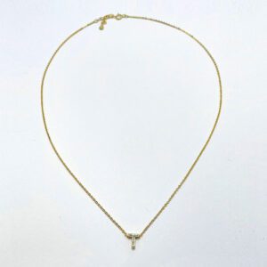 Cadena y colgante personalizado plata de ley bañada en oro Inicial