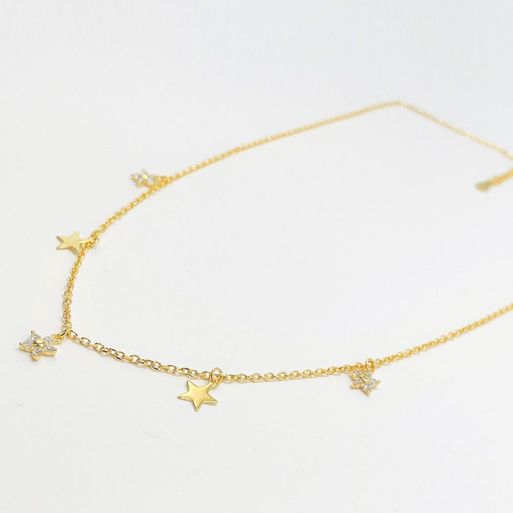 Gargantilla de plata bañada en oro y circonitas Stars