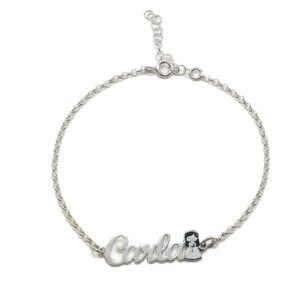 Pulsera de plata personalizado con nombre y dibujo