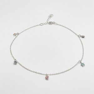 Tobillera de plata y circonitas Estrellas